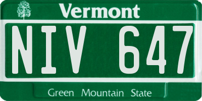 VT license plate NIV647