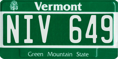 VT license plate NIV649