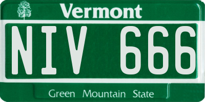 VT license plate NIV666