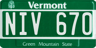 VT license plate NIV670