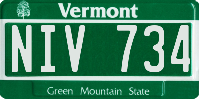 VT license plate NIV734
