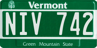 VT license plate NIV742