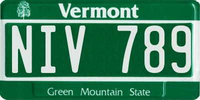 VT license plate NIV789