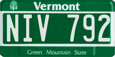 VT license plate NIV792