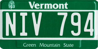 VT license plate NIV794