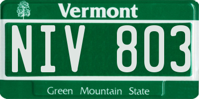 VT license plate NIV803