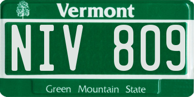 VT license plate NIV809