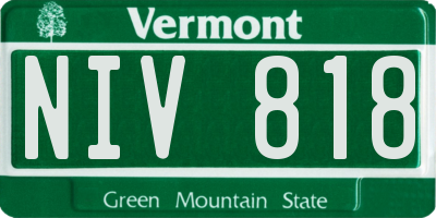VT license plate NIV818