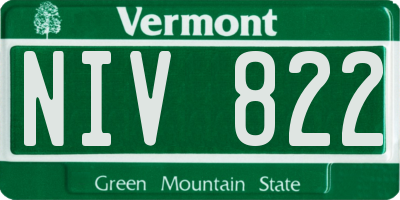 VT license plate NIV822