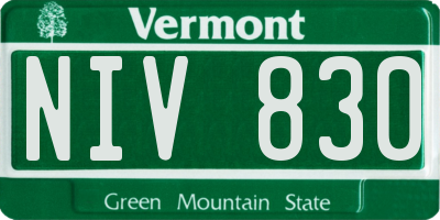 VT license plate NIV830