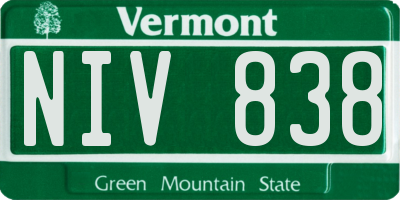VT license plate NIV838