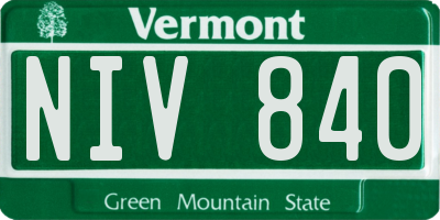 VT license plate NIV840