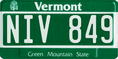 VT license plate NIV849