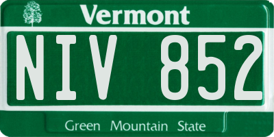 VT license plate NIV852