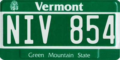 VT license plate NIV854