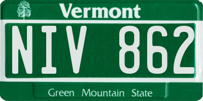 VT license plate NIV862