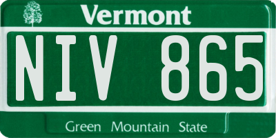 VT license plate NIV865