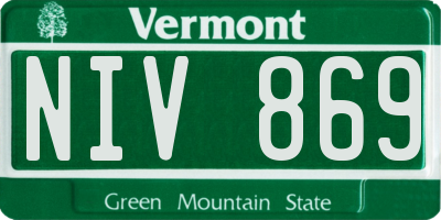 VT license plate NIV869