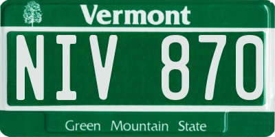 VT license plate NIV870