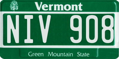 VT license plate NIV908
