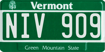 VT license plate NIV909