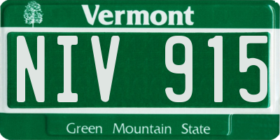 VT license plate NIV915