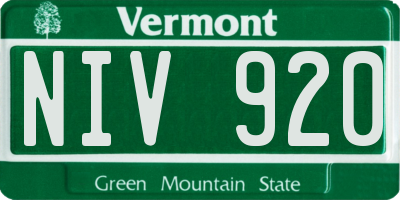 VT license plate NIV920