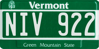 VT license plate NIV922