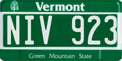 VT license plate NIV923