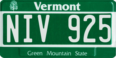 VT license plate NIV925