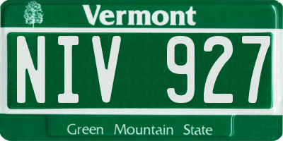 VT license plate NIV927