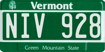 VT license plate NIV928