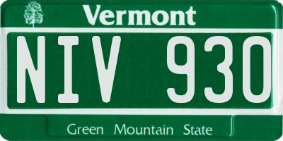 VT license plate NIV930