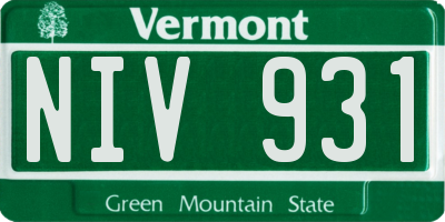 VT license plate NIV931