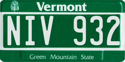 VT license plate NIV932