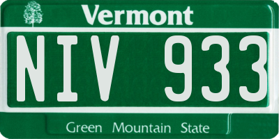 VT license plate NIV933