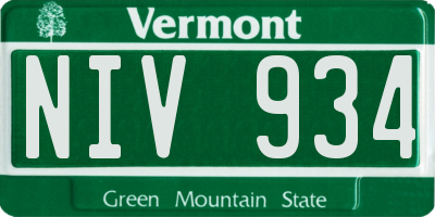 VT license plate NIV934