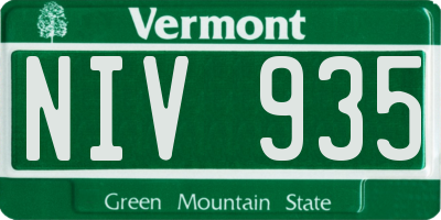 VT license plate NIV935