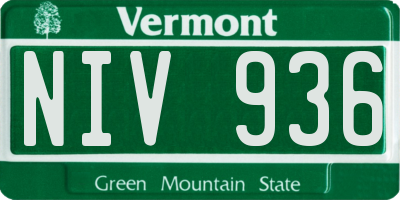 VT license plate NIV936