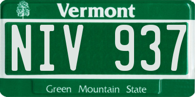 VT license plate NIV937