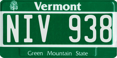 VT license plate NIV938