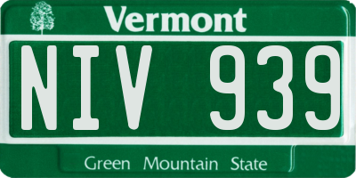 VT license plate NIV939