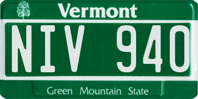 VT license plate NIV940