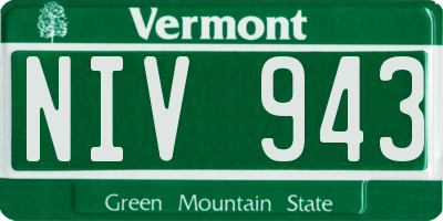 VT license plate NIV943