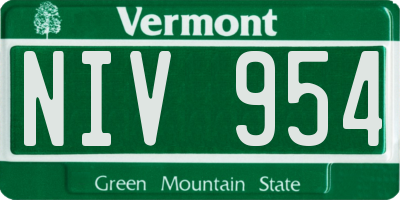 VT license plate NIV954