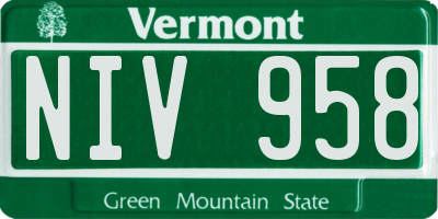 VT license plate NIV958