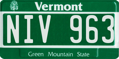 VT license plate NIV963