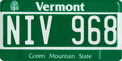 VT license plate NIV968