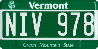 VT license plate NIV978