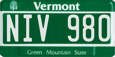 VT license plate NIV980